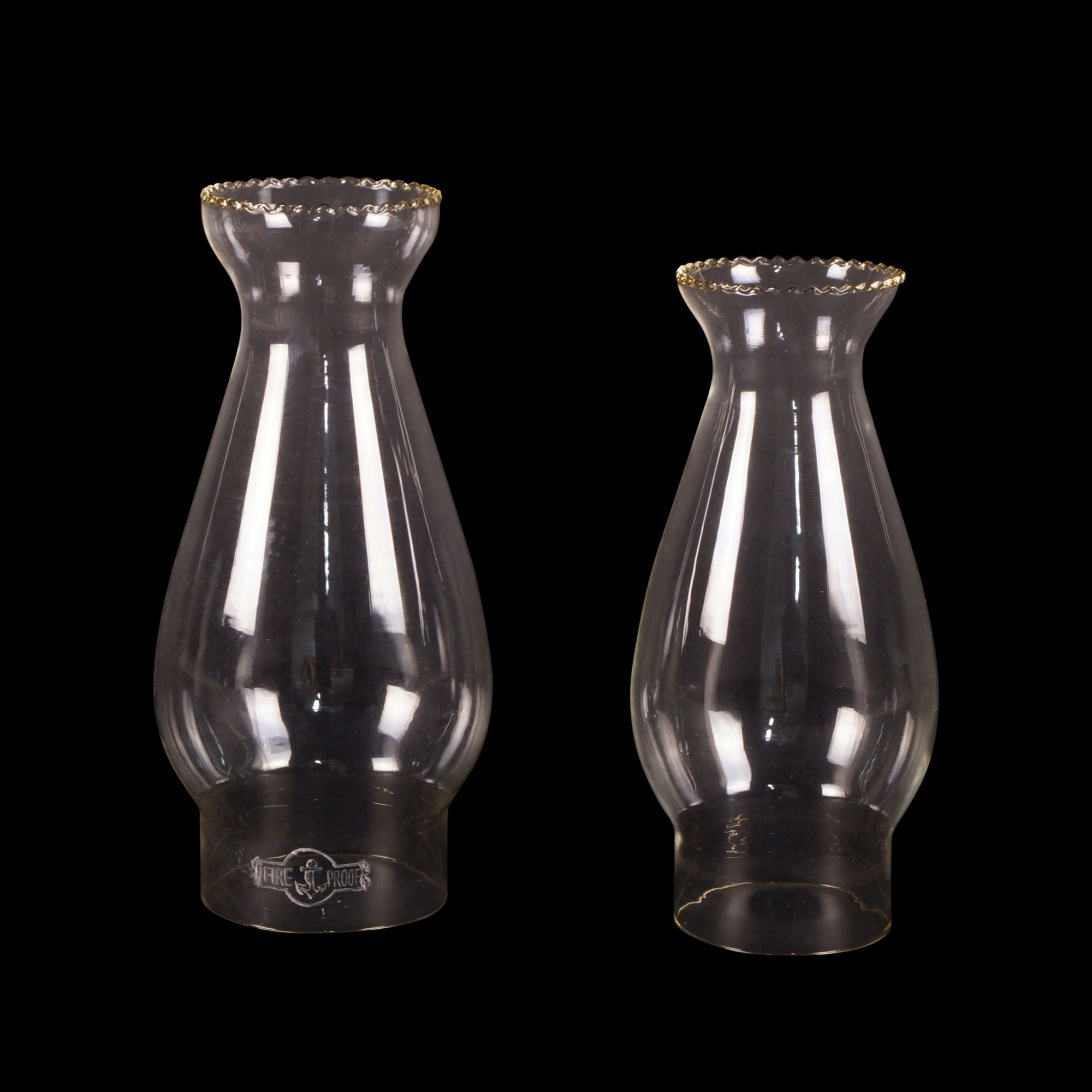 Crimp top oil lamp chimneys Old Flames Ltd