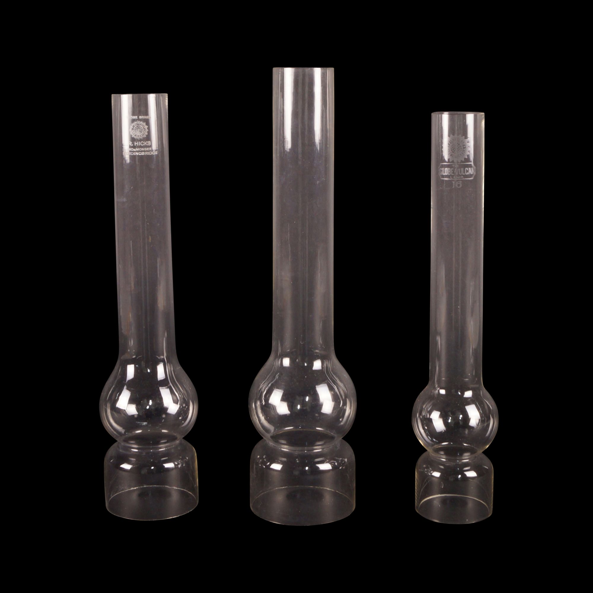 Bulge oil lamp chimneys Old Flames Ltd