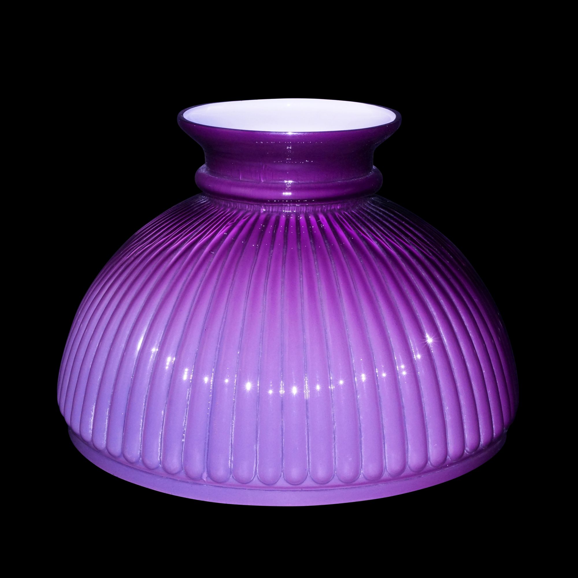 Amethyst ribbed dome oil lamp shade Old Flames Ltd