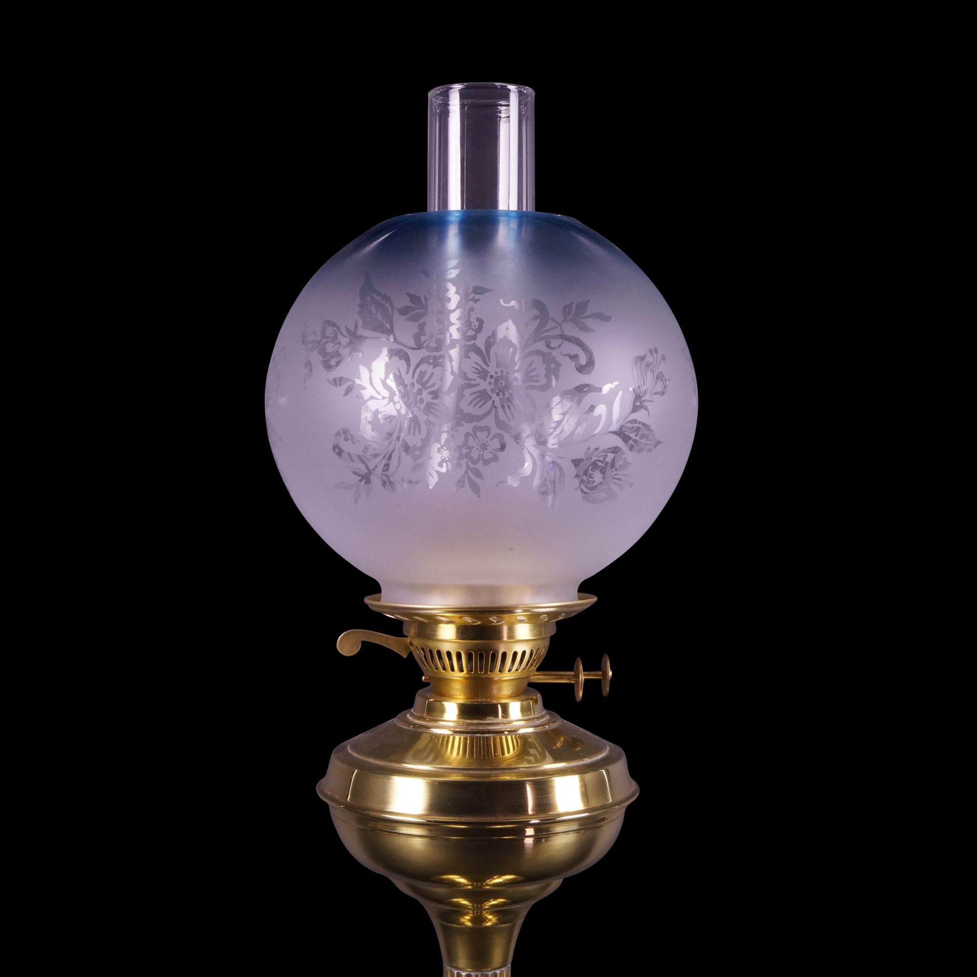 Globe oil lamp shade with floral pattern Old Flames Ltd