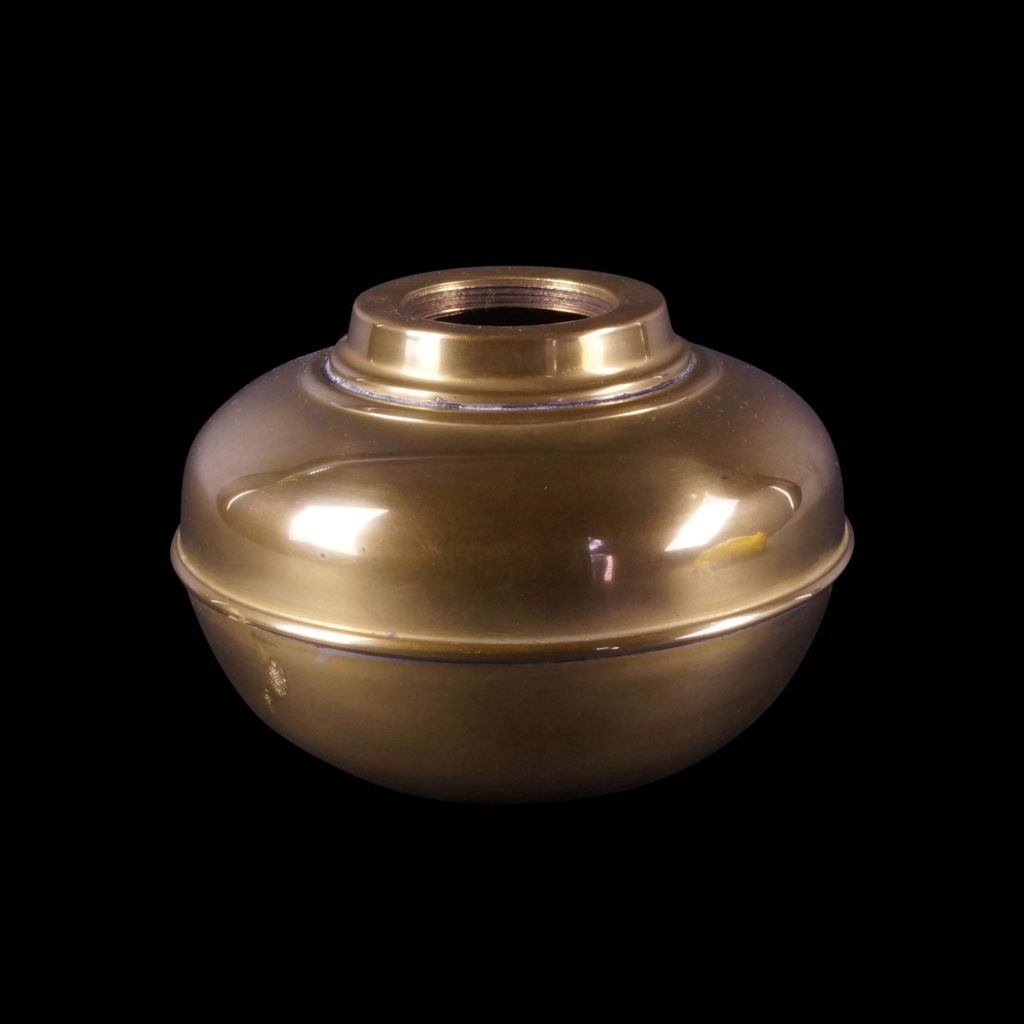 A medium round brass oil lamp font (fount) Old Flames Ltd