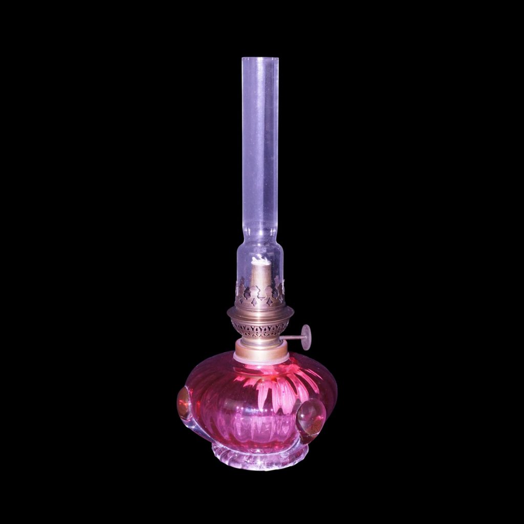 A Tulip oil lamp shade brass Regency style table lamp Old Flames Ltd