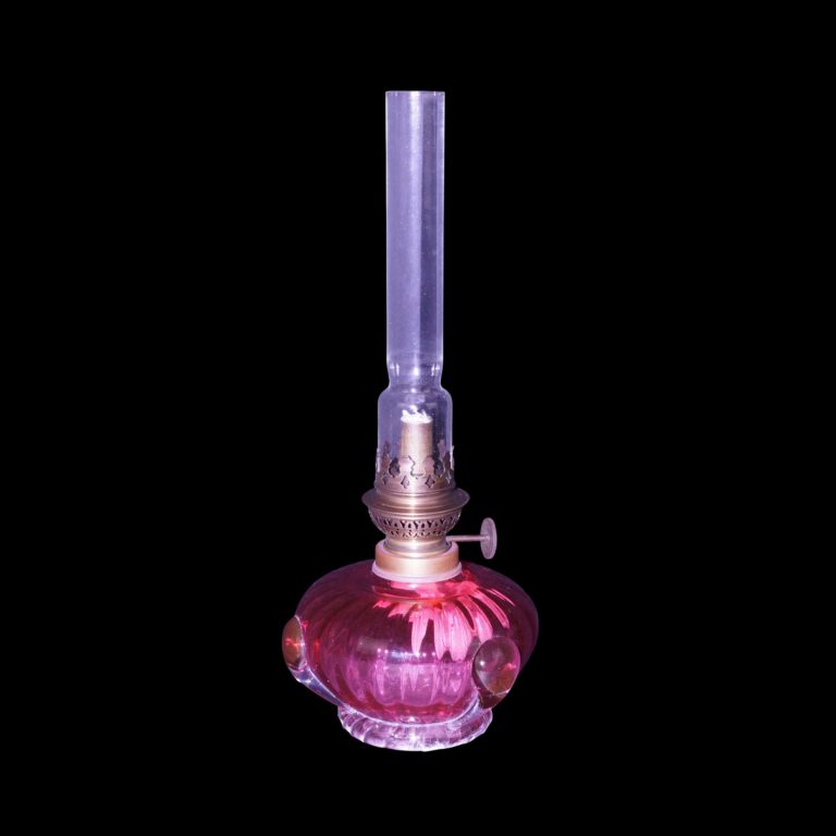 A Tulip oil lamp shade brass Regency style table lamp Old Flames Ltd