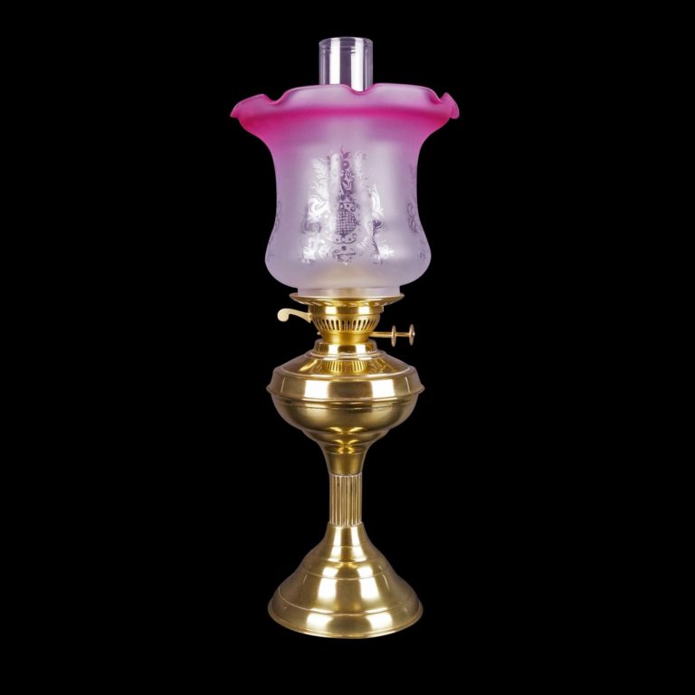 A Tulip oil lamp shade brass Regency style table lamp Old Flames Ltd