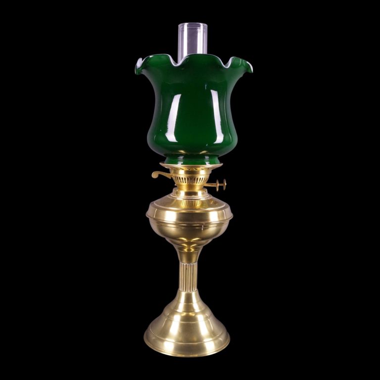 A Tulip oil lamp shade brass Regency style table lamp Old Flames Ltd