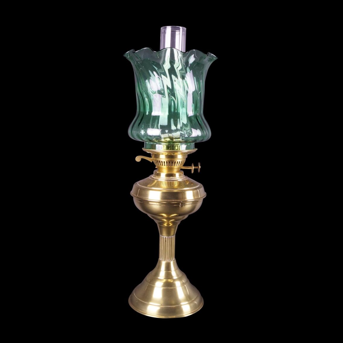 A Tulip oil lamp shade brass Regency style table lamp Old Flames Ltd