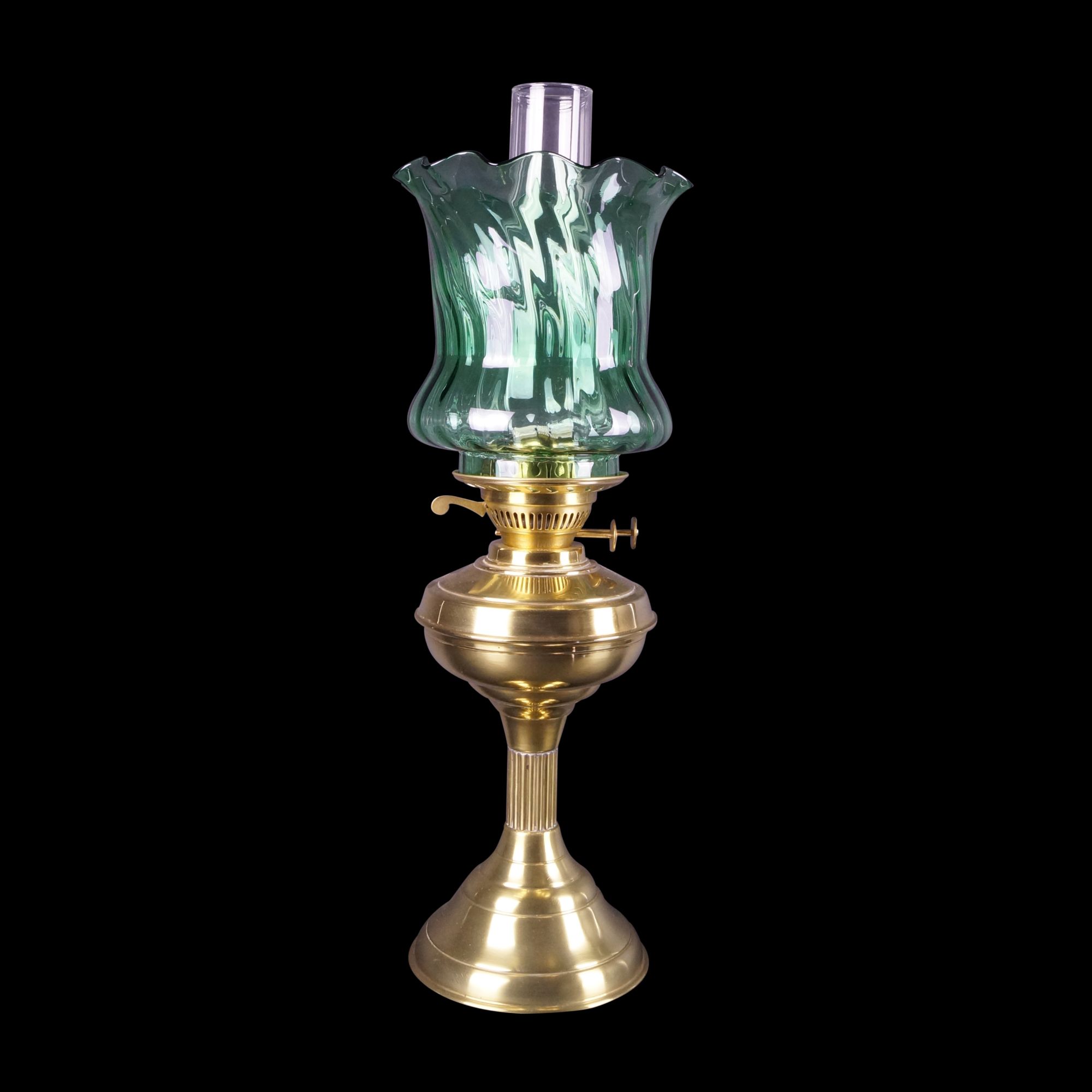 A Tulip oil lamp shade brass Regency style table lamp Old Flames Ltd