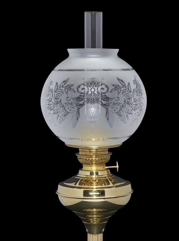 floral etched globe oil lamp shade