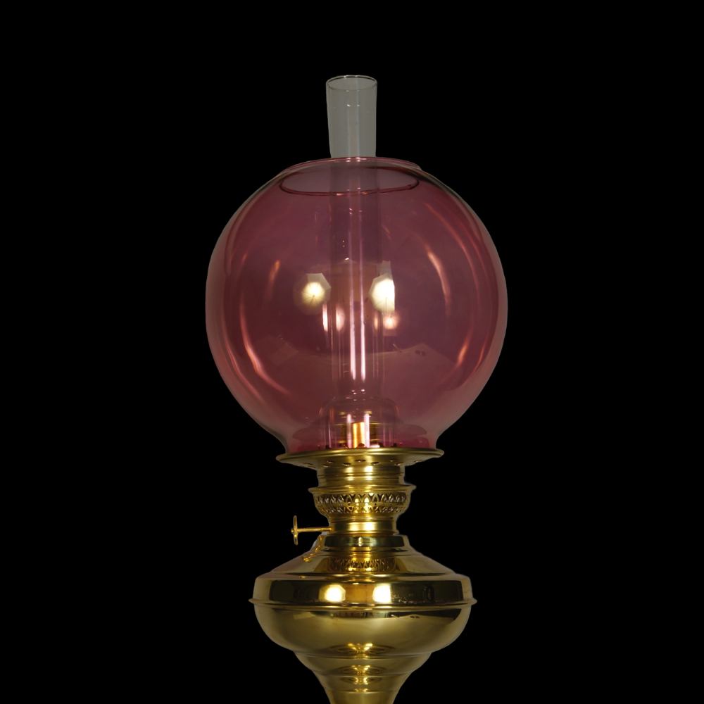 Clear Smoke Red Globe oil lamp shade Old Flames Ltd