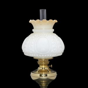 Paris style Embossed Opal with Cognac Tint oil lamp shade