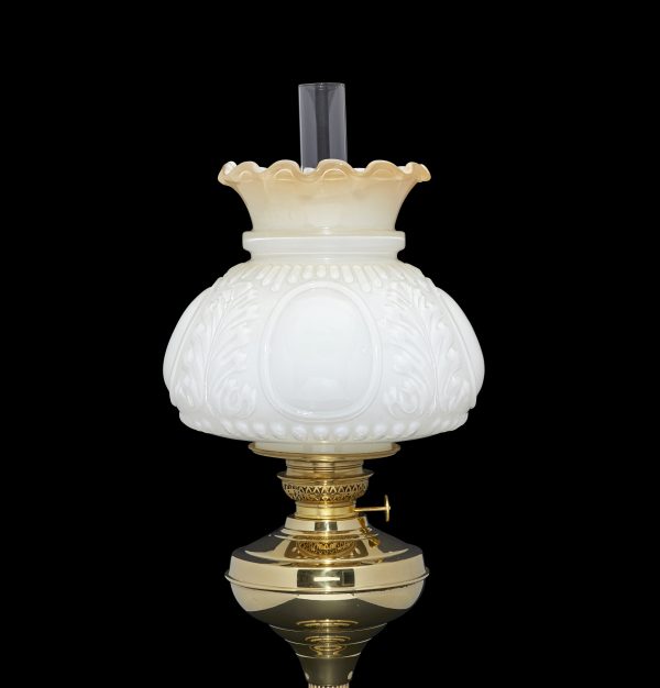 Paris style Embossed Opal with Cognac Tint oil lamp shade