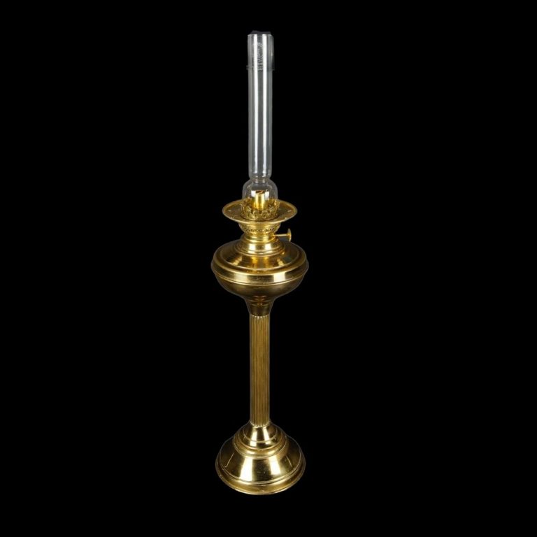 A Brass Nelson Oil Lamp with Kosmos Burner & Chimney Old Flames Ltd